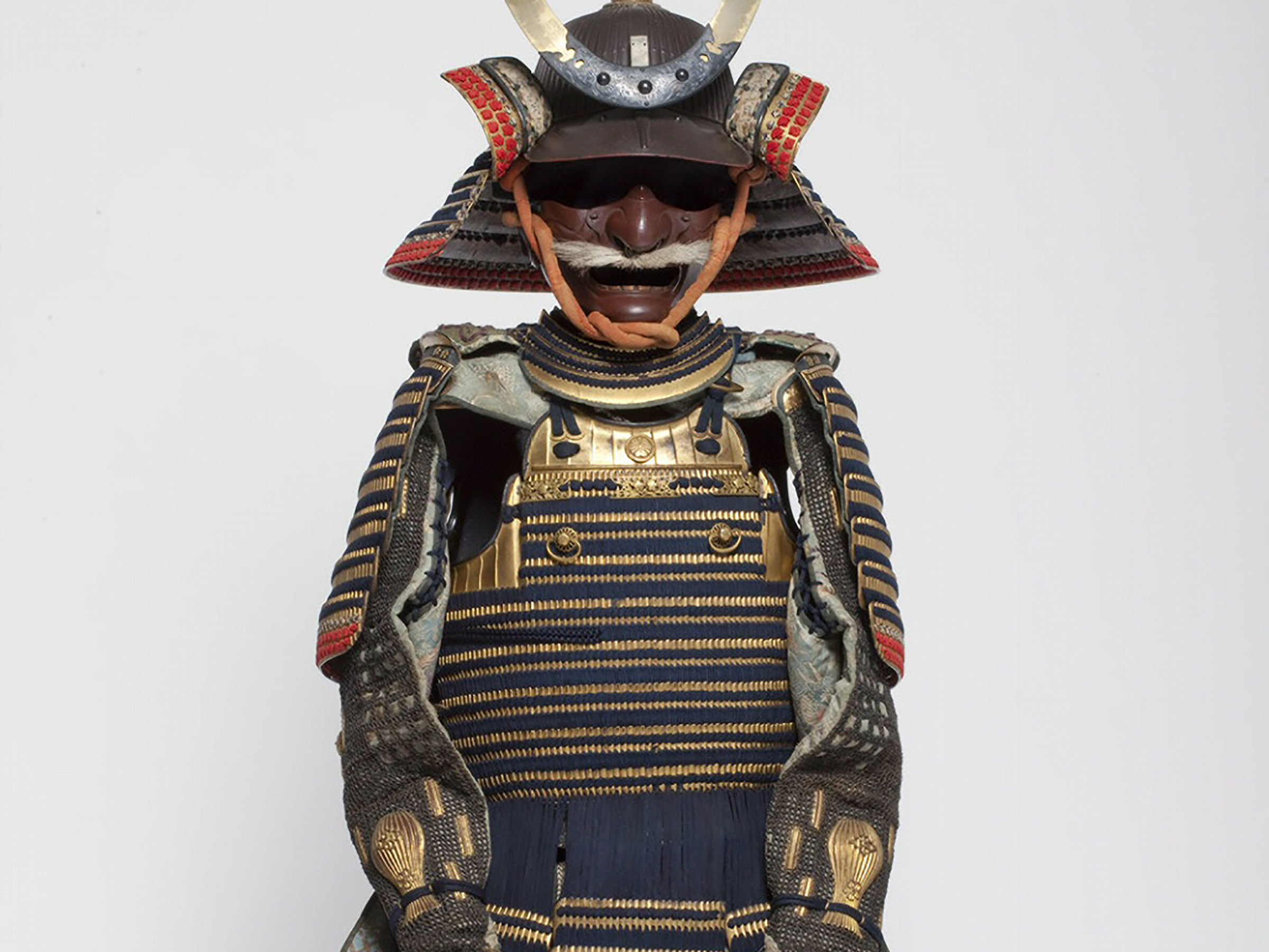Detail view of a Japanese suit of armor.