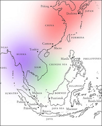 Map of lacquer production in Asia.